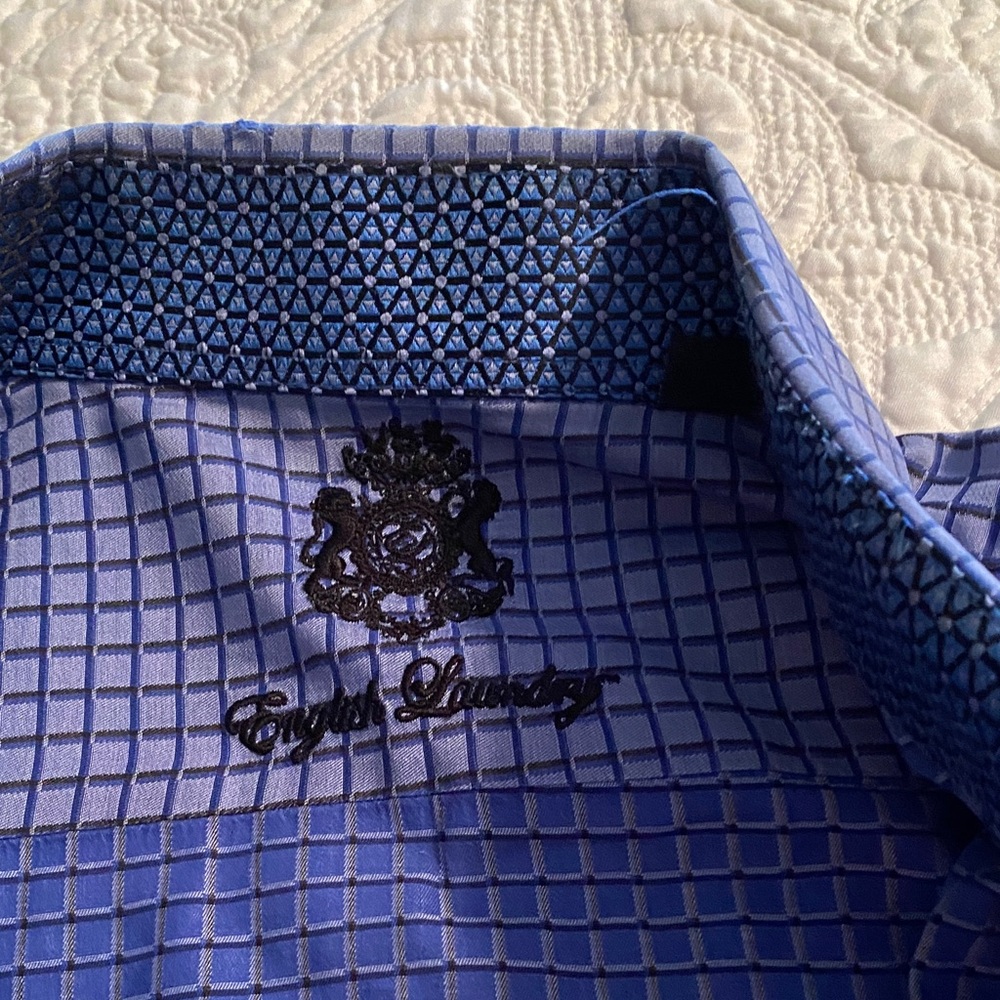 English Laundry Blue and Black Checkered Shirt